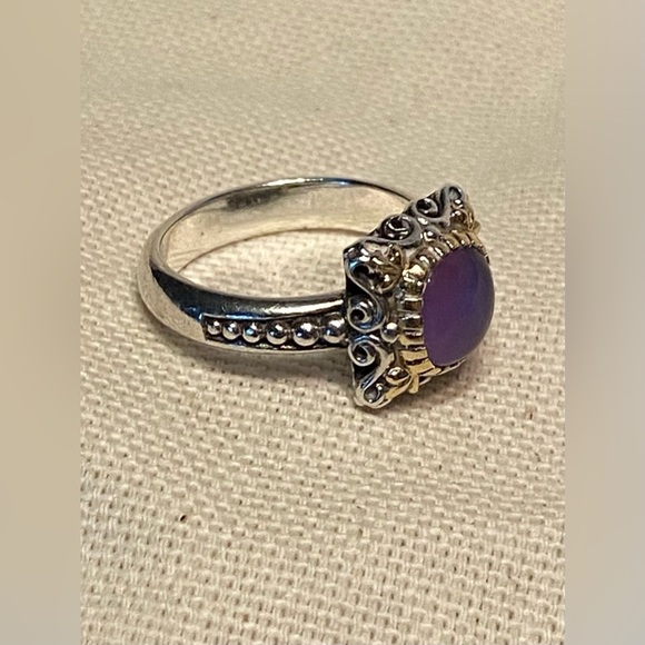 Konstantino Sterling Silver and 18K Gold Amethyst Cabochon Ring - Picture 6 of 12